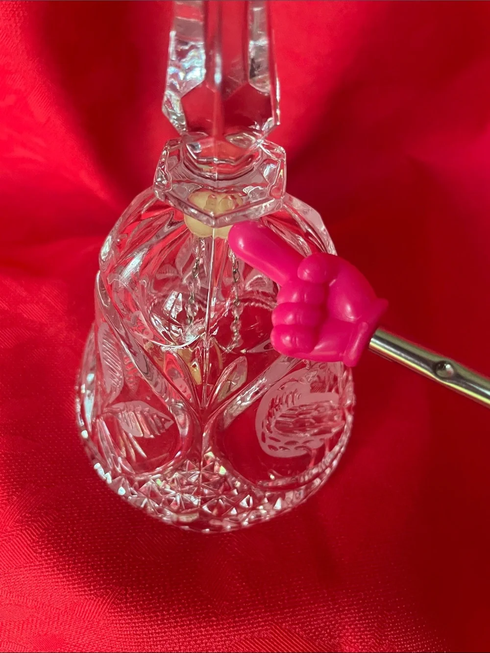 Clear Crystal Etched Decorative Table Bell by Hofbauer